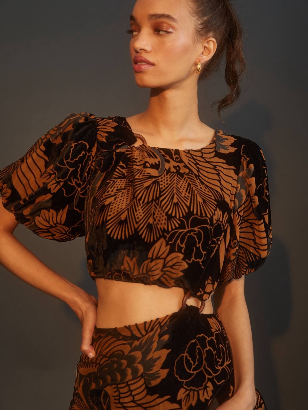 Anthropologie Velvet Cut Out Maxi Dress